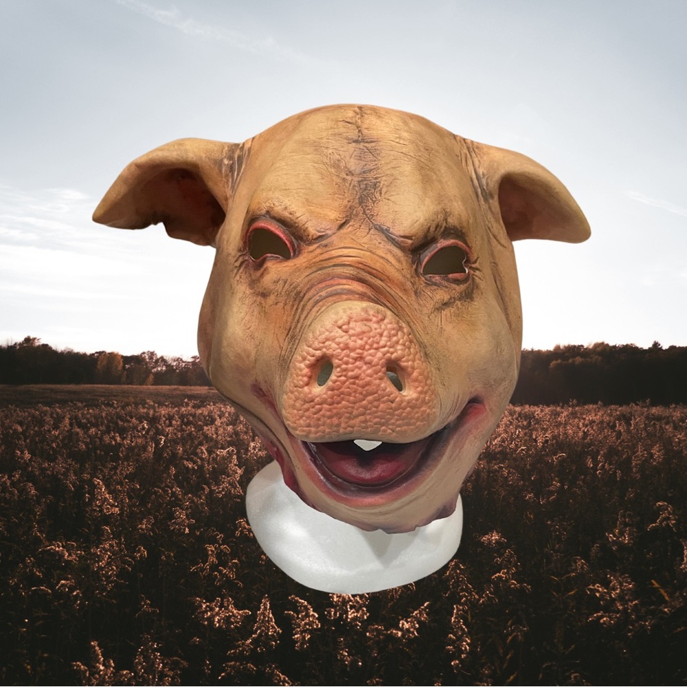 Uni-Sex Pig Horror Mask, Full Head Adult Size Costume Mask